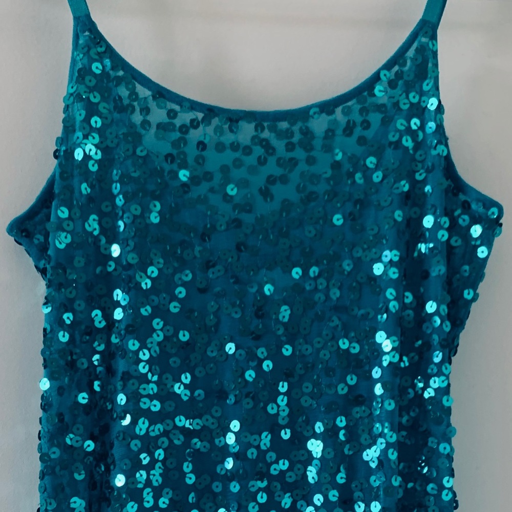 Glam Sequin Embellished Tank in Teal
